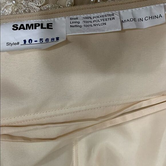 Custom Sample Embroidered Floral Lace, Crystal Beads & Pearls Gown with Shawl - Picture 17 of 17